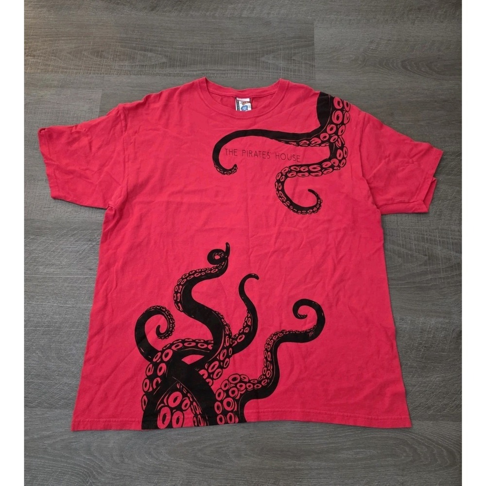 The Duck Company The Pirates House Octopus Graphic Red T-Shirt XL Crew neck